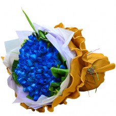 Romantic Forever  99 Blue Color of Roses Bouquet 