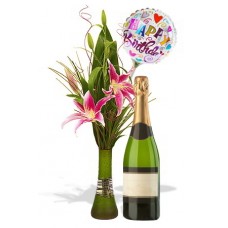 Oriental Lily Package with White wine and balloon