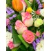 Pink Rose with Mix Color of Tulips in a Round Shape Gift Box